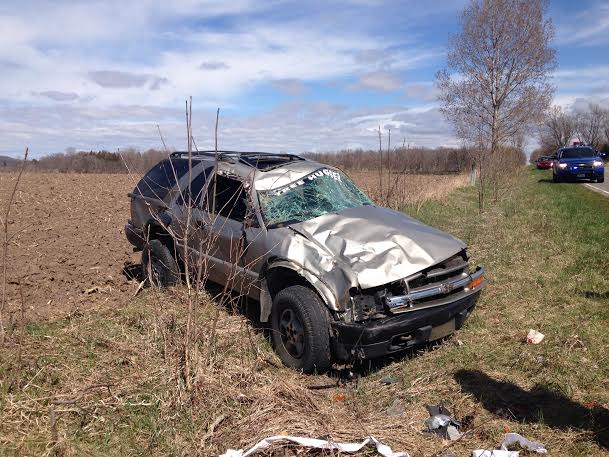 Driver receives minor injuries in rollover crash