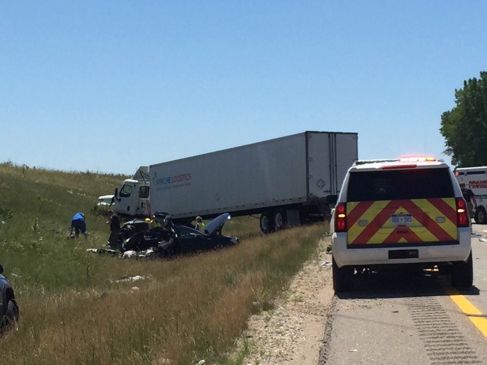 4-year-old crash victim in critical condition; charges pending against semi driver.
